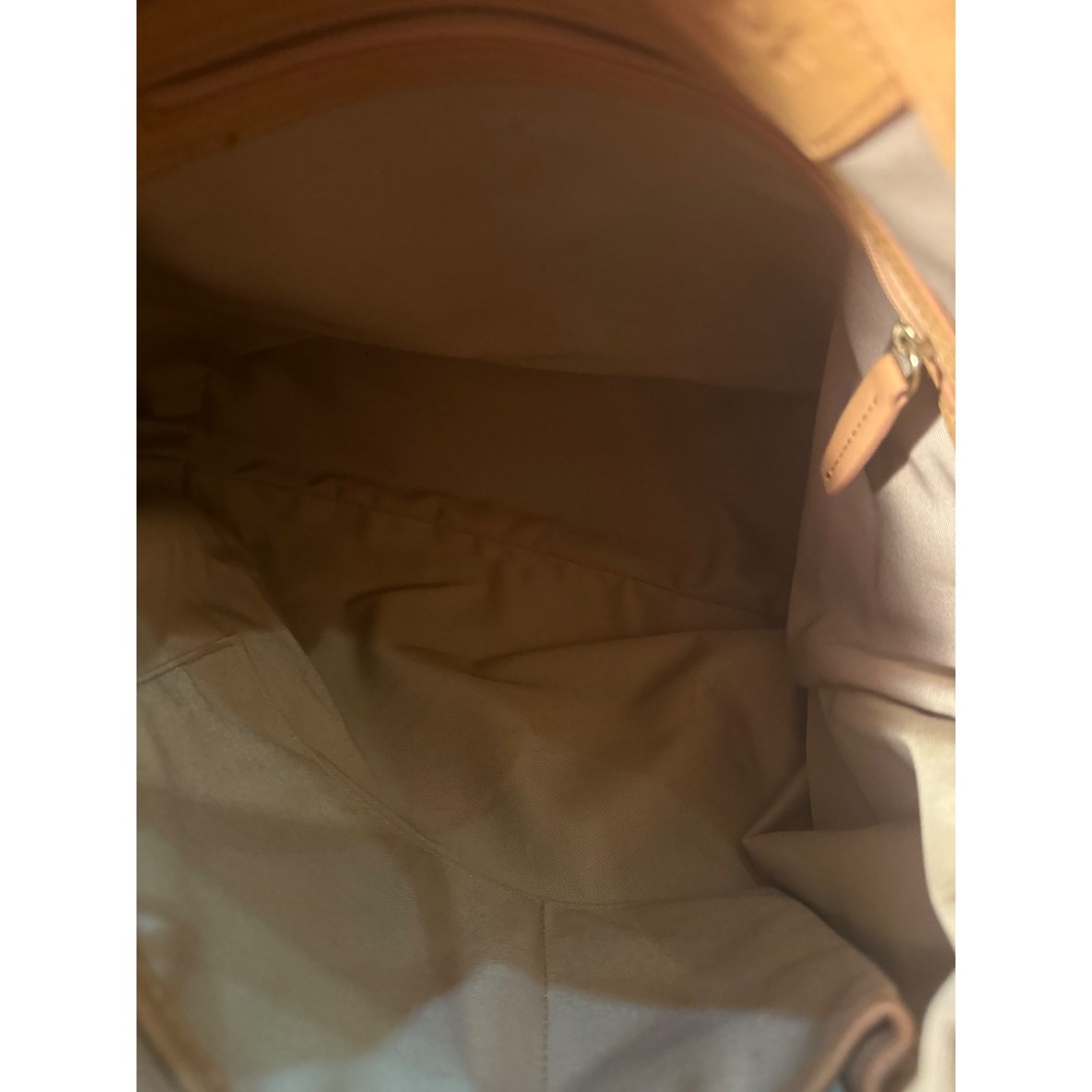 Margot Cream Tan Pebbled Genuine Leather Hobo Tote Bag Gold Hardware Large - Picture 8 of 14